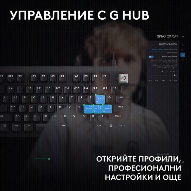 Геймърска механична клавиатура Logitech G Pro X2 RAPID TKL White, Magnetic Analog Linear Switch, USB