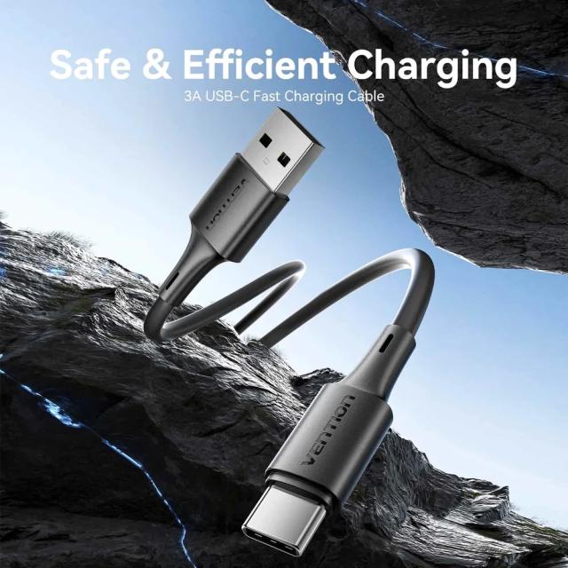 Кабел Vention USB 2.0(м) към USB Type-C(м), 0.25m Black