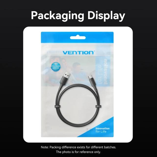 Кабел Vention USB 2.0(м) към USB Type-C(м), 0.25m Black