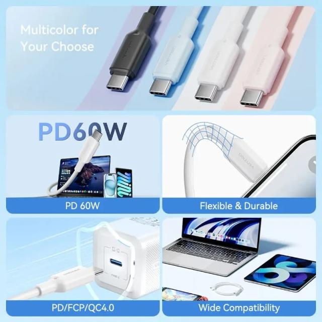 Кабел Vention USB Type-C(м) 2.0 към USB Type-C(м), 1.0m, Black