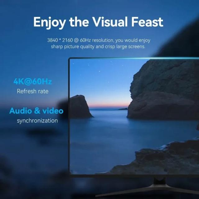 Кабел Vention Display Port (м) v1.2 към Display Port (м) 4K, 3м, Black