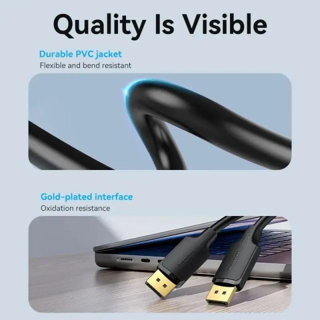 Кабел Vention Display Port (м) v1.2 към Display Port (м) 4K, 3м, Black