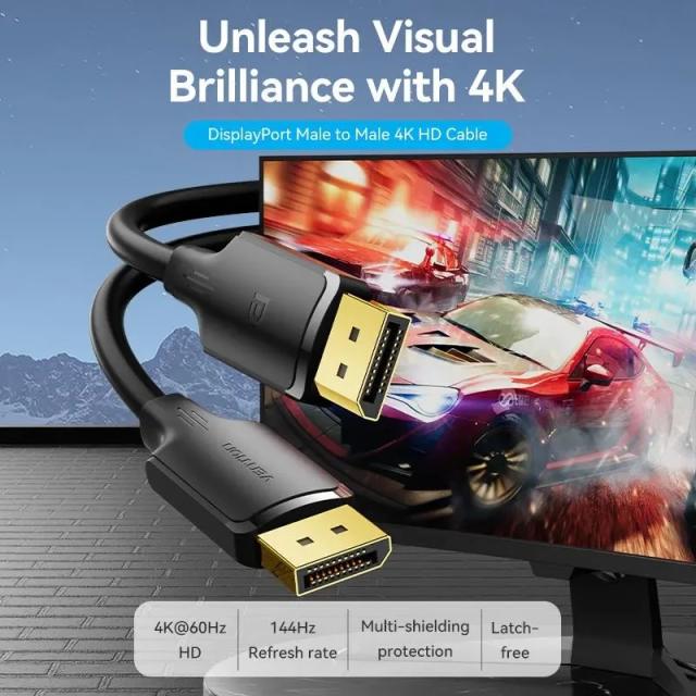 Кабел Vention Display Port (м) v1.2 към Display Port (м) 4K, 1м, Black