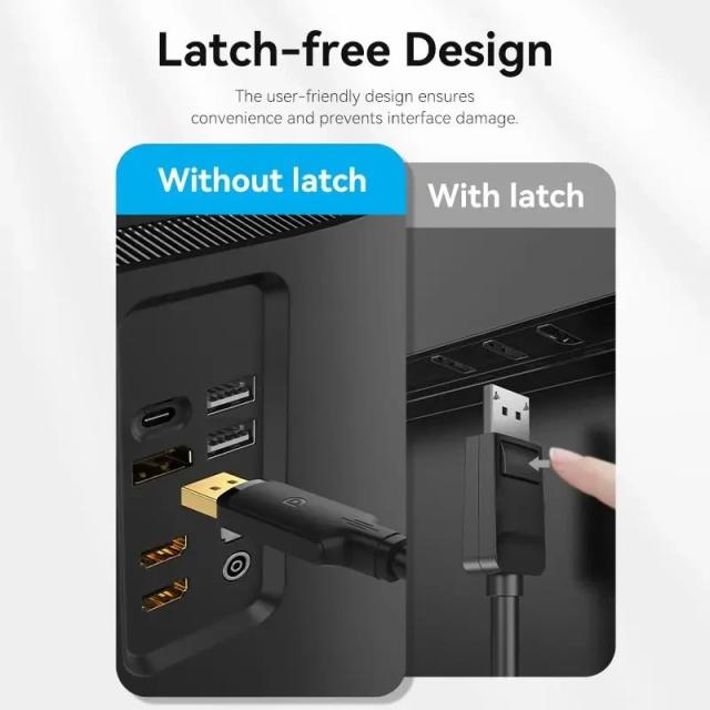 Кабел Vention Display Port (м) v1.2 към Display Port (м) 4K, 1м, Black