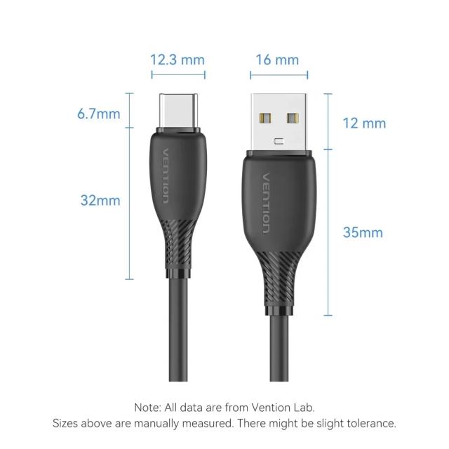 Кабел Vention USB 2.0(м) към USB Type-C(м) 5 Gb/s, 0.25m, White