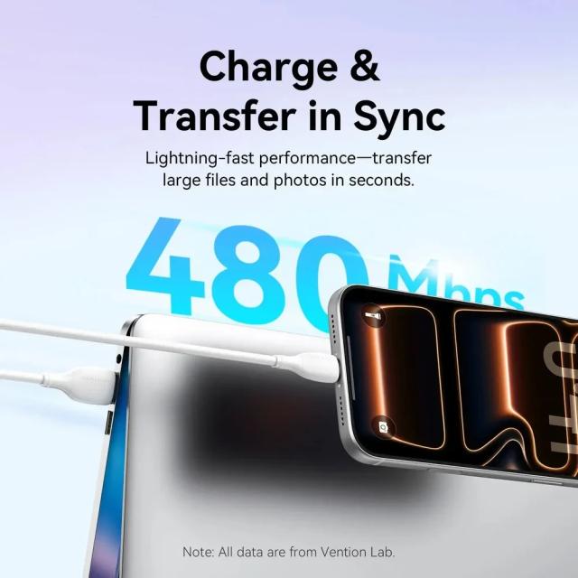 Кабел Vention USB 2.0(м) към USB Type-C(м) 5 Gb/s, 0.25m, White
