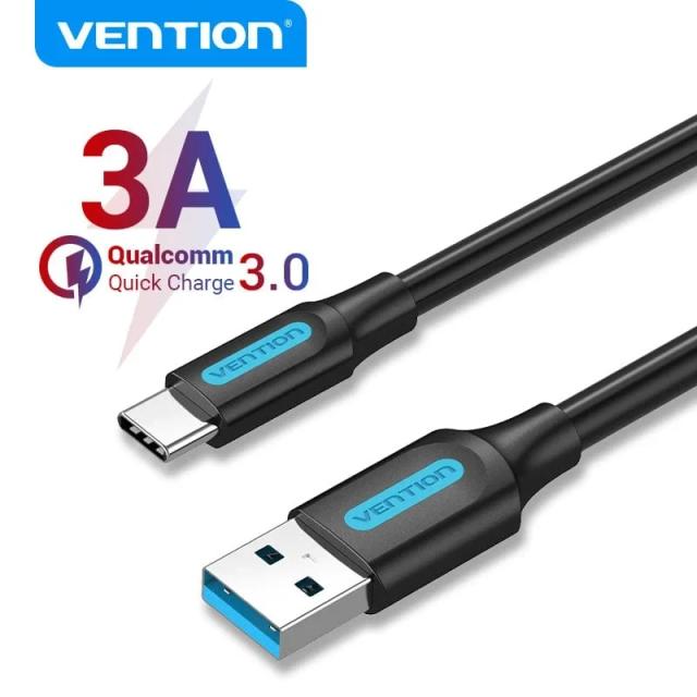 Кабел Vention USB 3.0(м) към USB Type-C(м) 5 Gb/s, 0.25m, Black