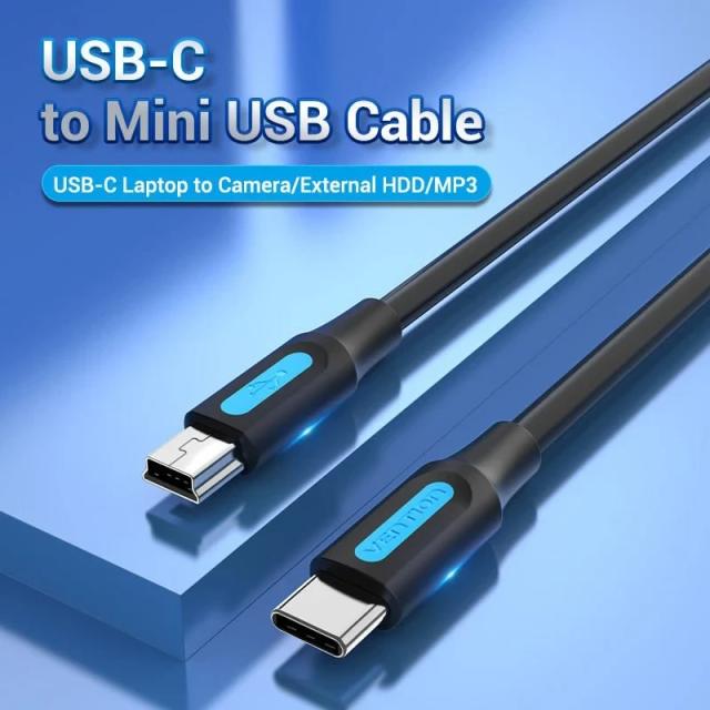 Кабел Vention USB Type-C 2.0(м) към USB Mini(м), 0.5m, Black