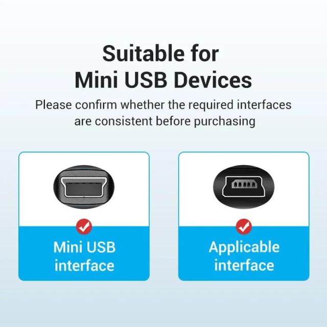 Кабел Vention USB Type-C 2.0(м) към USB Mini(м), 0.5m, Black