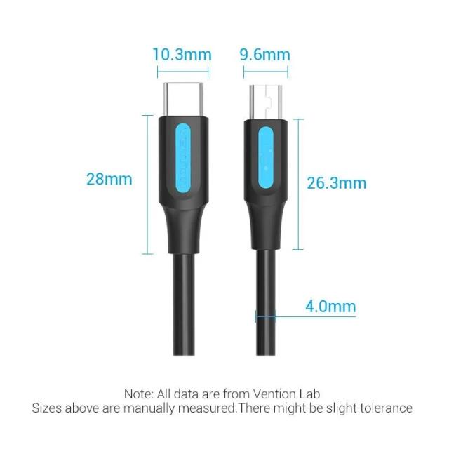 Кабел Vention USB Type-C 2.0(м) към USB Mini(м), 0.5m, Black