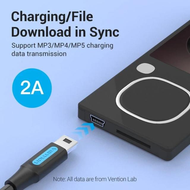 Кабел Vention USB Type-C 2.0(м) към USB Mini(м), 0.5m, Black