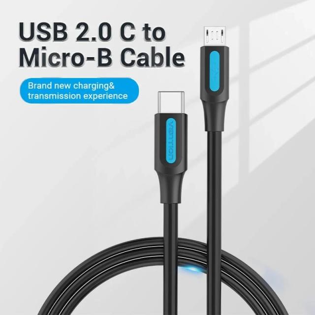 Кабел Vention USB 2.0(м) към USB Micro-B(м), 0.25m, Black