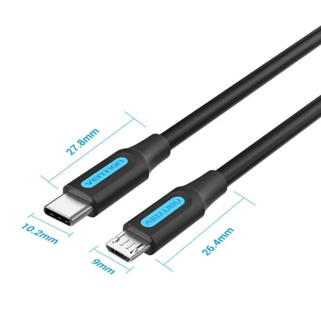Кабел Vention USB 2.0(м) към USB Micro-B(м), 0.25m, Black