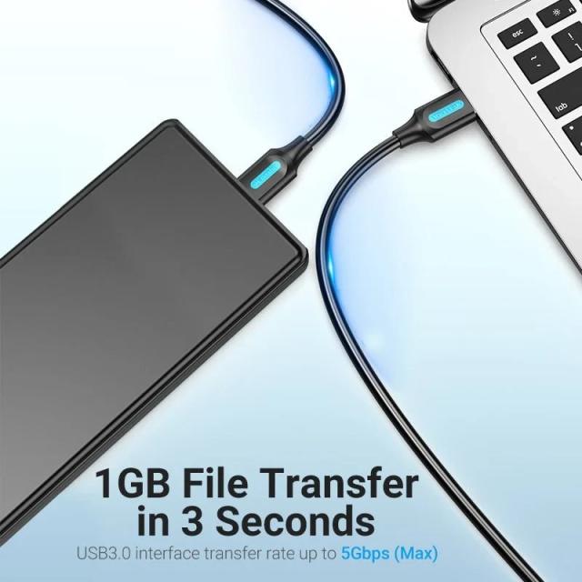 Кабел Vention USB-A 3.0(м) към USB Micro-B(м), 0.25m, Black
