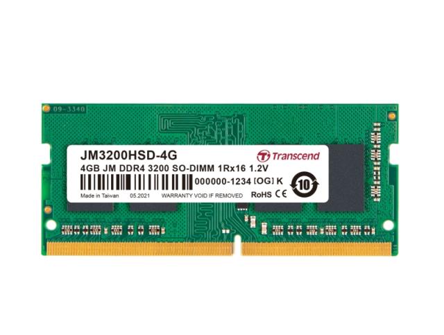 Памет Transcend 4GB JM DDR4 3200Mhz SO-DIMM 1Rx16 512Mx16 CL22 1.2V