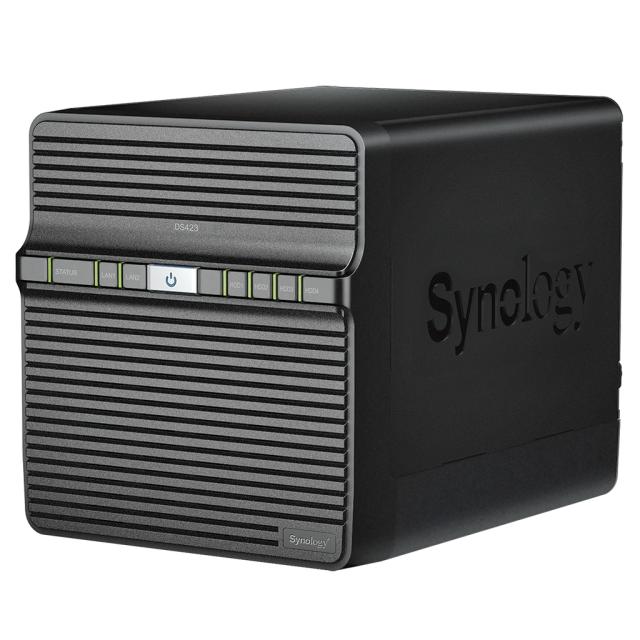 NAS устройство Synology DS423 4-bay, Realtek RTD1619B 4-core 1.7GHz, без HDD/SSD (4x SATA 6Gb/s), 2GB DDR4, 2x RJ-45 1GbE, 2x USB 3.2