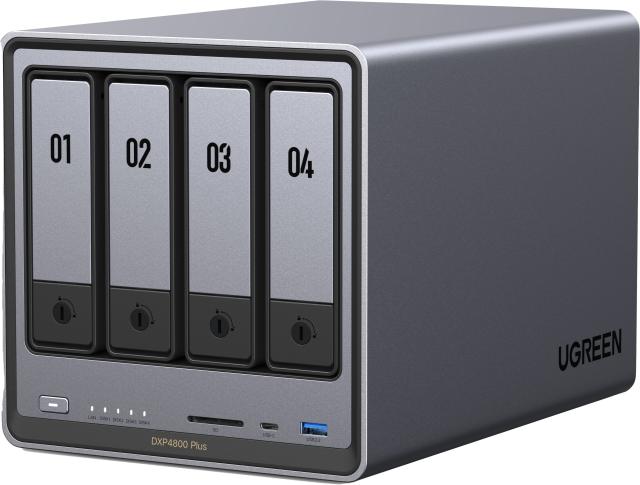NAS устройство Ugreen NASync DXP4800 Pro 4-Bay, Intel Pentium Gold 8505 5C (1.2 / 4.4GHz, 8MB Cache), без HDD/SSD/m.2 NVMe (4x SATA 6Gb/s), 8GB DDR5, 1x 2.5GbE, 1x 10GbE, 1x USB 3.2 Type-C, 1x USB 3.2 Type-A