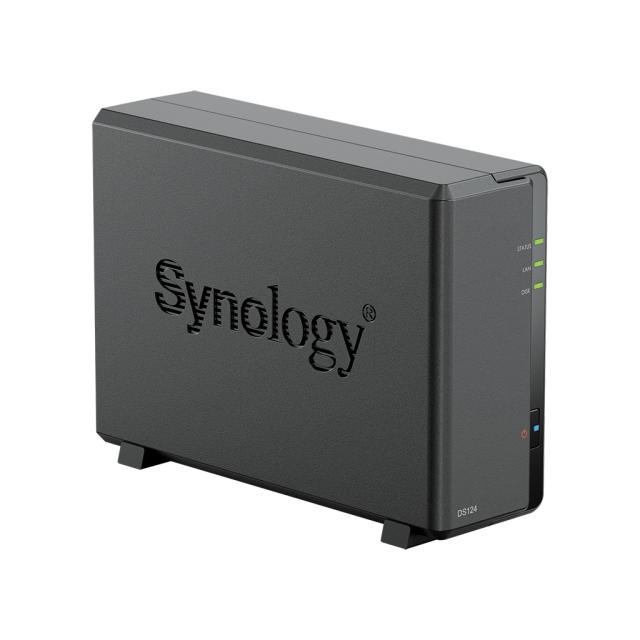 NAS устройство Synology DS124, Realtek RTD1619B 4-core 1.7GHz, без HDD, (1x SATA 6Gb/s), 1GB DDR4, 1x RJ-45 1GbE LAN, 2x USB 3.2