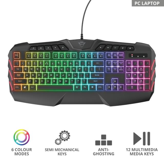 Клавиатура TRUST GXT 881 Odyss Semi-mechanical Keyboard US
