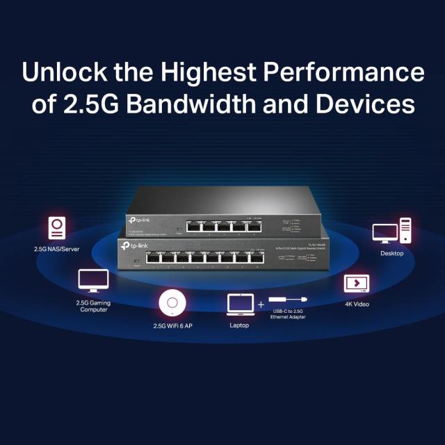 Суич TP-Link TL-SG105-M2, 2500Mbps, 5 x 100/1000/2500 Mbps