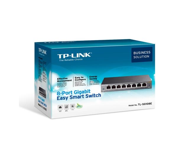 Суич TP-Link TL-SG108E, 8x 1000Mbps, управляем, до 32 VLANs