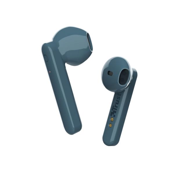 Слушалки Trust Primo Touch Bluetooth, микрофон, с кутия за зареждане, Сини
