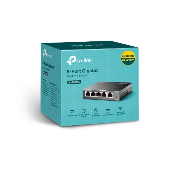 Суич TP-Link TL-SG105S, 5x 10/100/1000Mbps RJ45