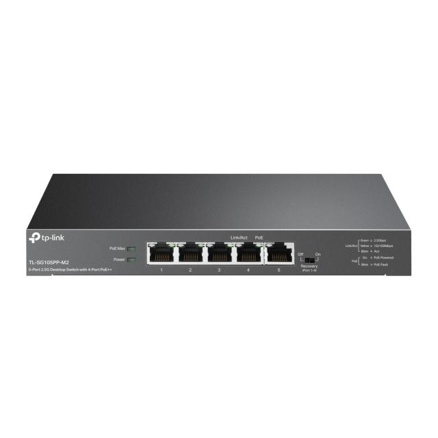 Суич TP-Link TL-SG105PP-M2, 5x 10/100/1000/2500 Mbps, 4x PoE++