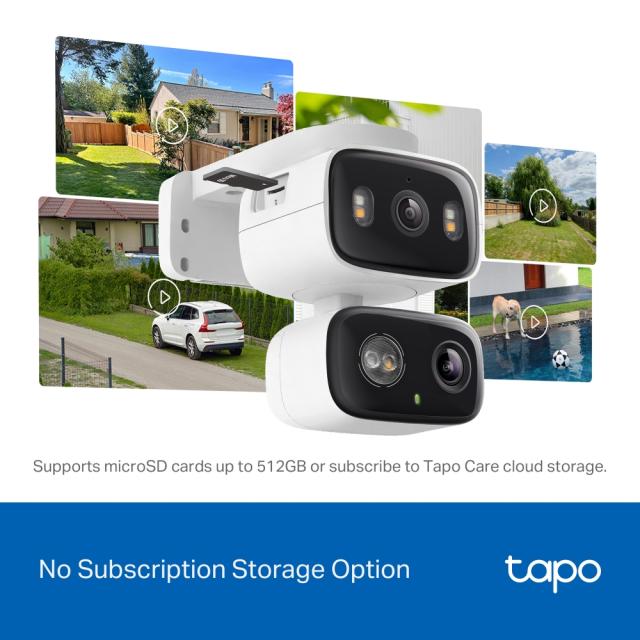 IP камера TP-Link Tapo C246D, Pan/Tilt, IR осветеност (до 12m), 2.8/6.0mm двоен обектив, външна IP65, Wi-Fi, microSD, двупосочна комуникация