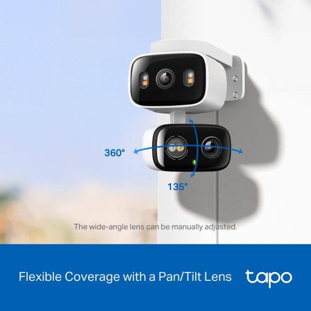 IP камера TP-Link Tapo C246D, Pan/Tilt, IR осветеност (до 12m), 2.8/6.0mm двоен обектив, външна IP65, Wi-Fi, microSD, двупосочна комуникация