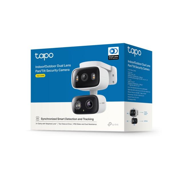 IP камера TP-Link Tapo C246D, Pan/Tilt, IR осветеност (до 12m), 2.8/6.0mm двоен обектив, външна IP65, Wi-Fi, microSD, двупосочна комуникация
