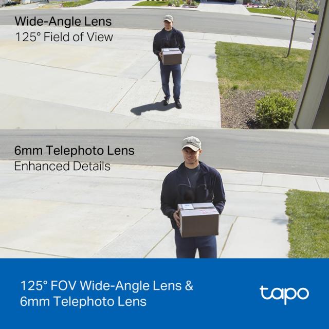 IP камера TP-Link Tapo C246D, Pan/Tilt, IR осветеност (до 12m), 2.8/6.0mm двоен обектив, външна IP65, Wi-Fi, microSD, двупосочна комуникация