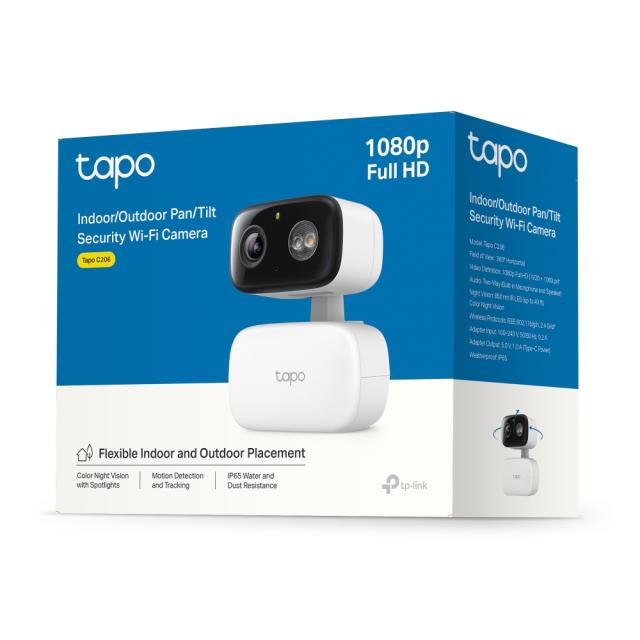IP камерa TP-Link Tapo C206, 2Mpix (1920x1080@30fps), IR, IP65, Wi-Fi, microSD, микрофон и говорител