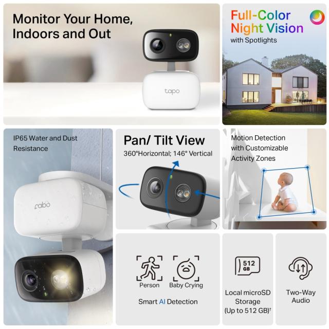 IP камерa TP-Link Tapo C206, 2Mpix (1920x1080@30fps), IR, IP65, Wi-Fi, microSD, микрофон и говорител