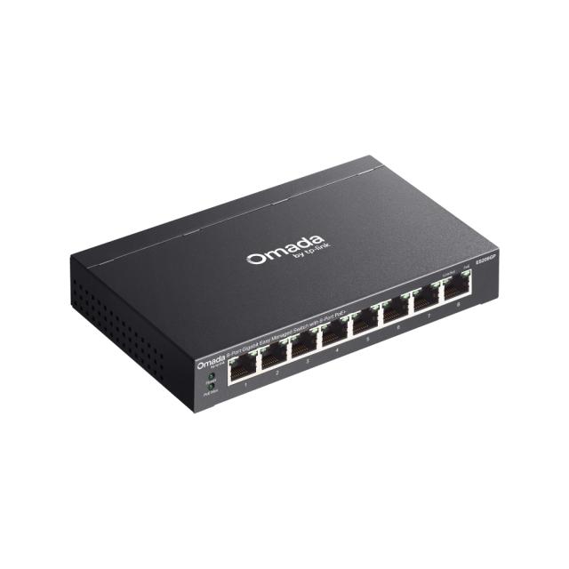 Суич TP-Link Omada ES208GP, 1000 Mbps, 8x 10/100/1000Mbps RJ45 PoE+