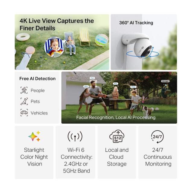 IP камера TP-Link Tapo C560WS, Pan/Tilt Security, 4K, ден/нощ , Wi-F /Ethernet (RJ45), Micro SD, двупосочна комуникация