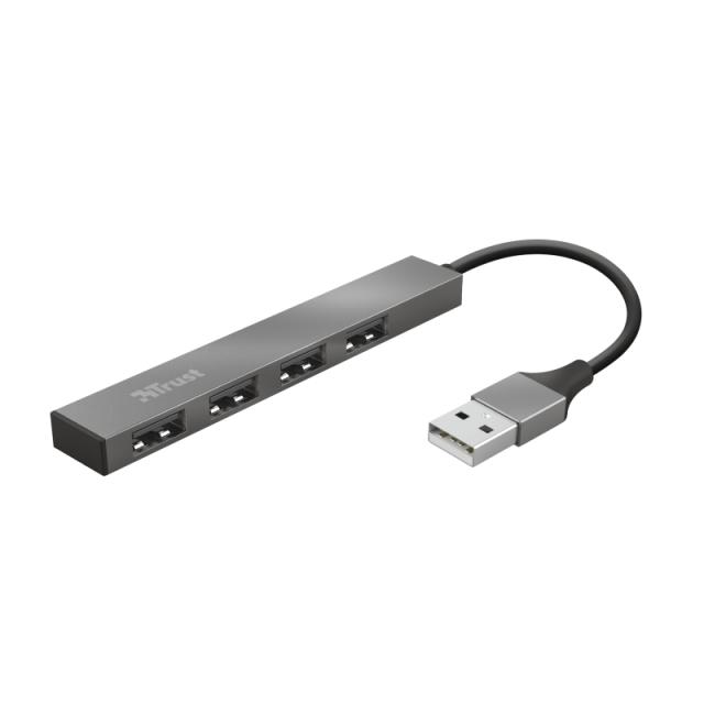 USB хъб TRUST Halyx 4 x USB 2.0 480 Mb/s, Сив