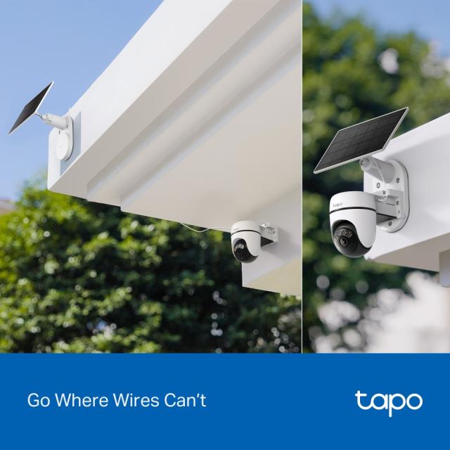 IP камера TP-Link Tapo C630 KIT с включен слънчев панел, куполна Pan/Tilt камера, 5MPix (2880x1620@15fps), IR осветеност (до 16m), IP65, Wi-Fi, microSD, микрофон и говорител
