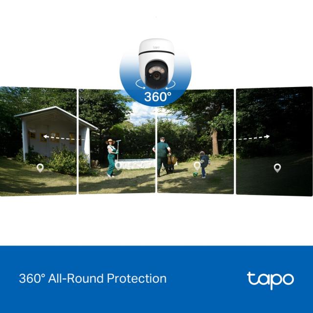 IP камера TP-Link Tapo C630 KIT с включен слънчев панел, куполна Pan/Tilt камера, 5MPix (2880x1620@15fps), IR осветеност (до 16m), IP65, Wi-Fi, microSD, микрофон и говорител