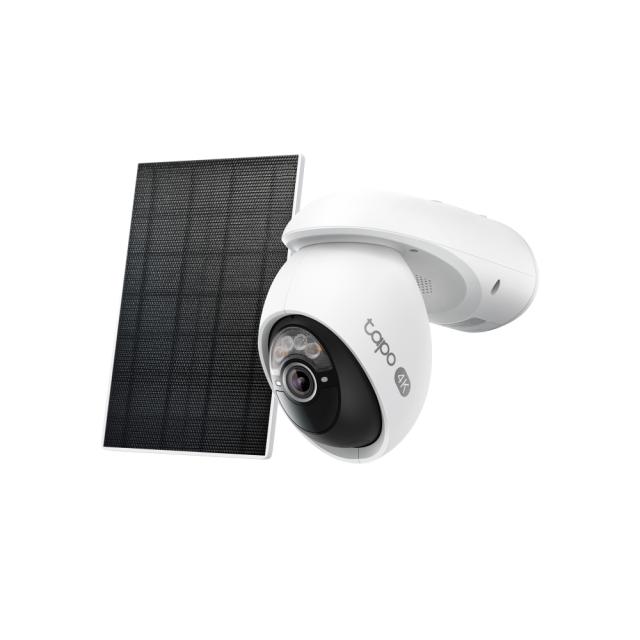 IP камера TP-Link Tapo C660 KIT с включен слънчев панел, куполна Pan/Tilt камера, 8MPix (3840x2160@20fps), IR осветеност (до 12m), IP65, Wi-Fi, microSD, микрофон и говорител