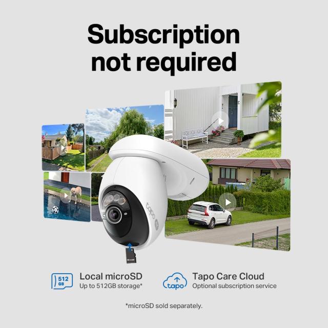 IP камера TP-Link Tapo C660 KIT с включен слънчев панел, куполна Pan/Tilt камера, 8MPix (3840x2160@20fps), IR осветеност (до 12m), IP65, Wi-Fi, microSD, микрофон и говорител