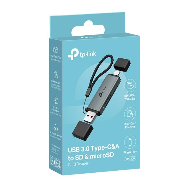 Четец за карти TP-LINK UA430C, USB 3.0 Type-C/А 3.0 към SD и microSD