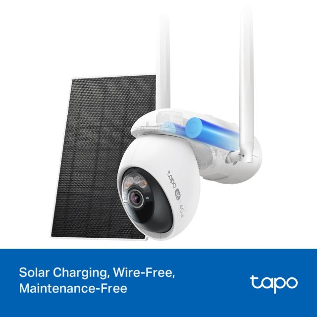 IP камера TP-Link Tapo C665G KIT с включено соларно захранване и 4G LTE, Wi-Fi свързаност, куполна Pan/Tilt камера, 8MPix (3840x2160@20fps), IR осветеност (до 10m), IP65, microSD слот, микрофон и говорител