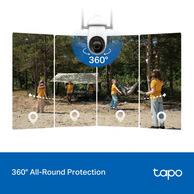 IP камера TP-Link Tapo C665G KIT с включено соларно захранване и 4G LTE, Wi-Fi свързаност, куполна Pan/Tilt камера, 8MPix (3840x2160@20fps), IR осветеност (до 10m), IP65, microSD слот, микрофон и говорител