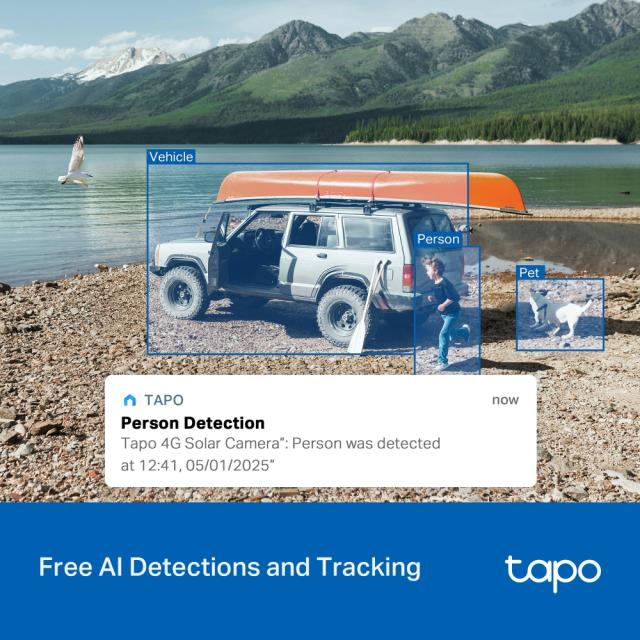 IP камера TP-Link Tapo C665G KIT с включено соларно захранване и 4G LTE, Wi-Fi свързаност, куполна Pan/Tilt камера, 8MPix (3840x2160@20fps), IR осветеност (до 10m), IP65, microSD слот, микрофон и говорител