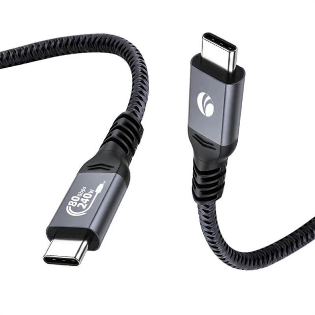 Kабел VCom Thunderbolt 5 / USB4.0 Type-C към Type-C 80Gbps PD240W, 1 м Black