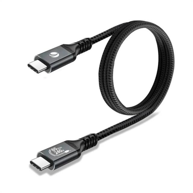 Kабел VCom Thunderbolt 5 / USB4.0 Type-C към Type-C 80Gbps PD240W, 0.6 м Black