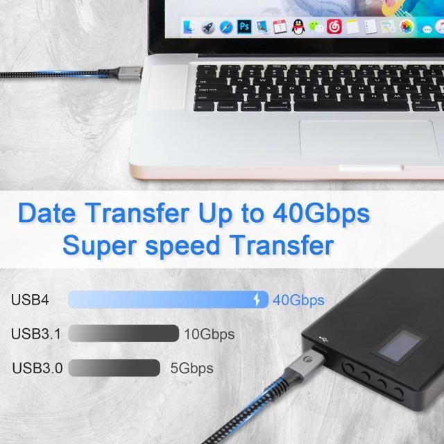 Kабел VCom USB4.0 Type-C към Type-C 40Gbps, 240W, 1.2 м