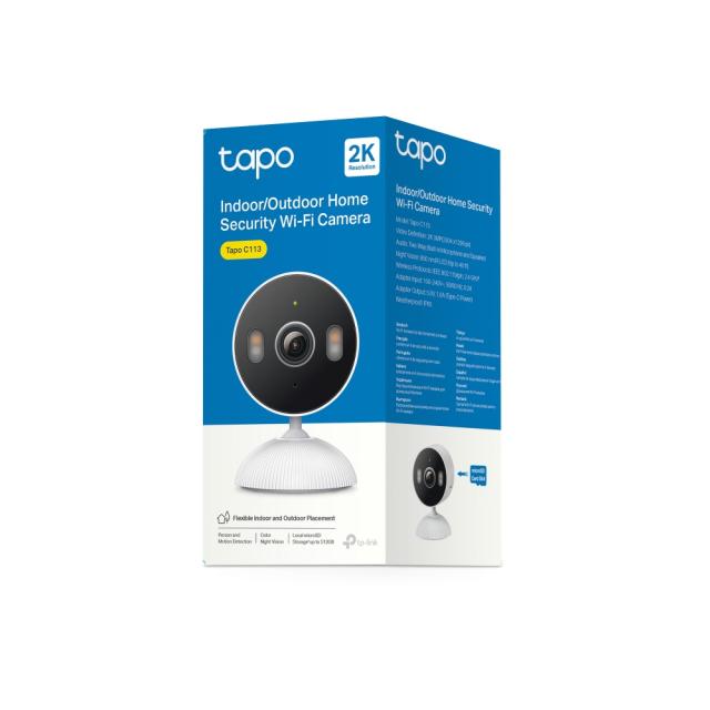 IP камера TP-Link Tapo C113, 2K QHD, 3MP, аудио, Wi-Fi, MicroSD, външна/вътрешна камера