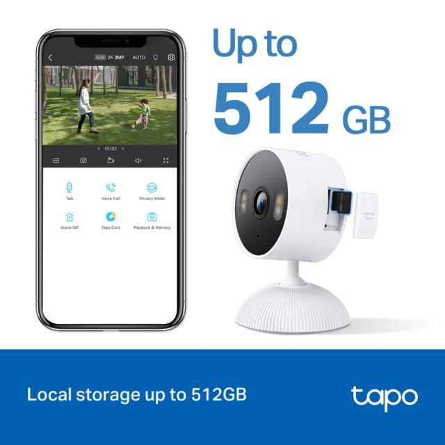 IP камера TP-Link Tapo C113, 2K QHD, 3MP, аудио, Wi-Fi, MicroSD, външна/вътрешна камера